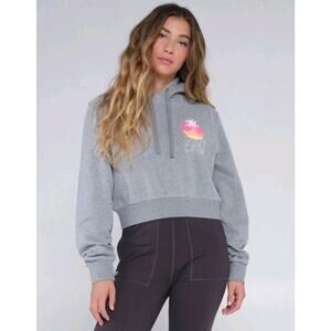 Salty Crew Womens Summer Vibe Crop Hoodie Heather Grey Large